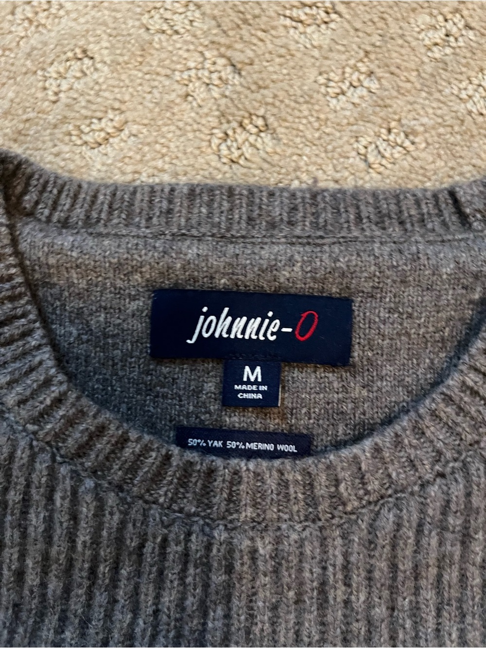 johnnie-O Men's Ribbed Crewneck Sweater - Charcoal Gray - Picture 2 of 2